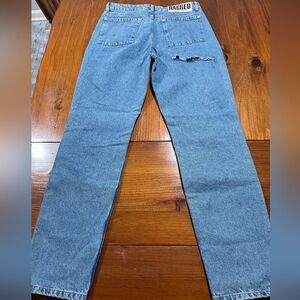 Ragged Jeans Womens Distressed Ripped Back Side Straight Leg Denim Jeans Size 30
